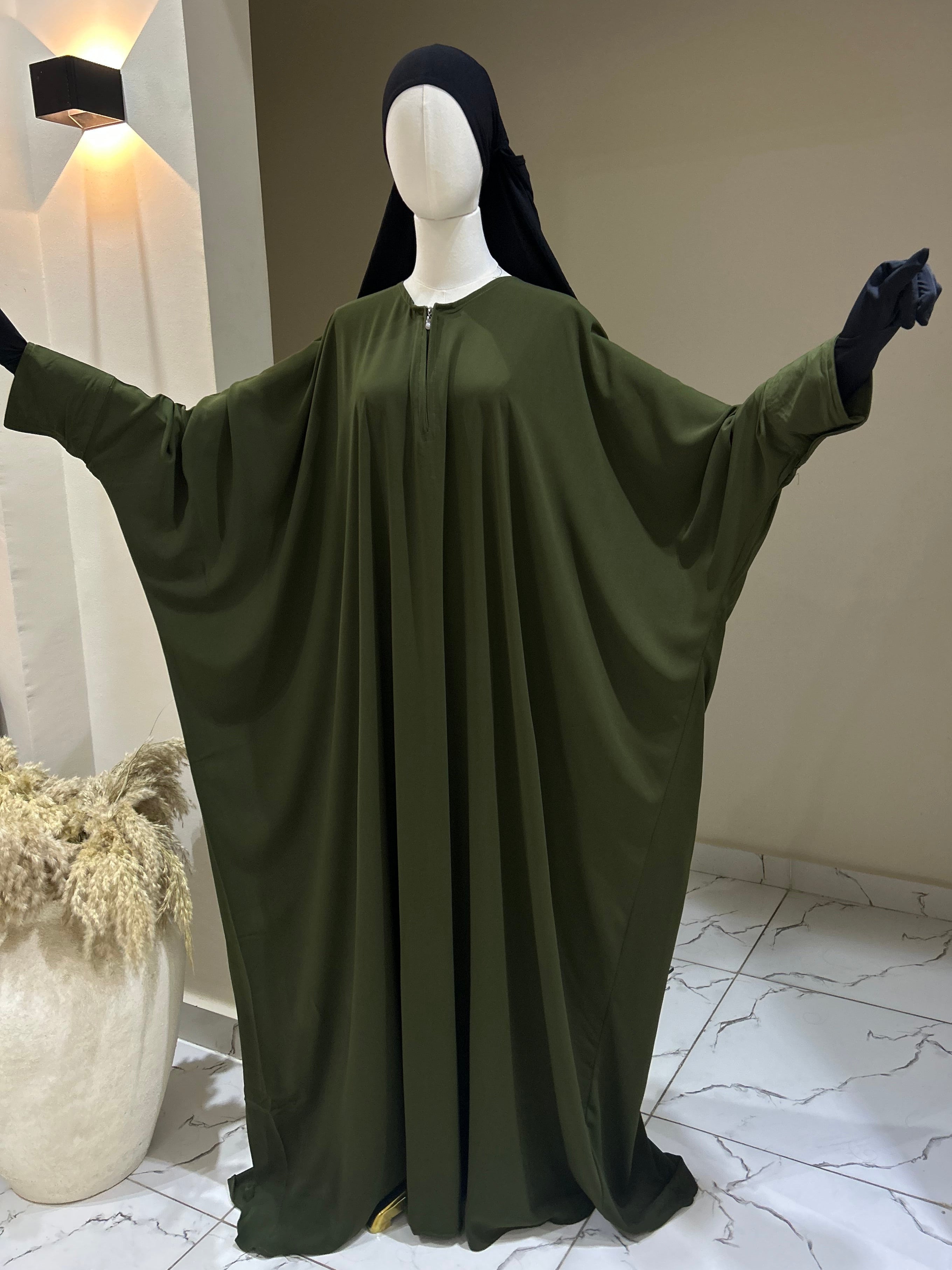 ABAYA Saoudienne Vert Foncé (Crêpe)