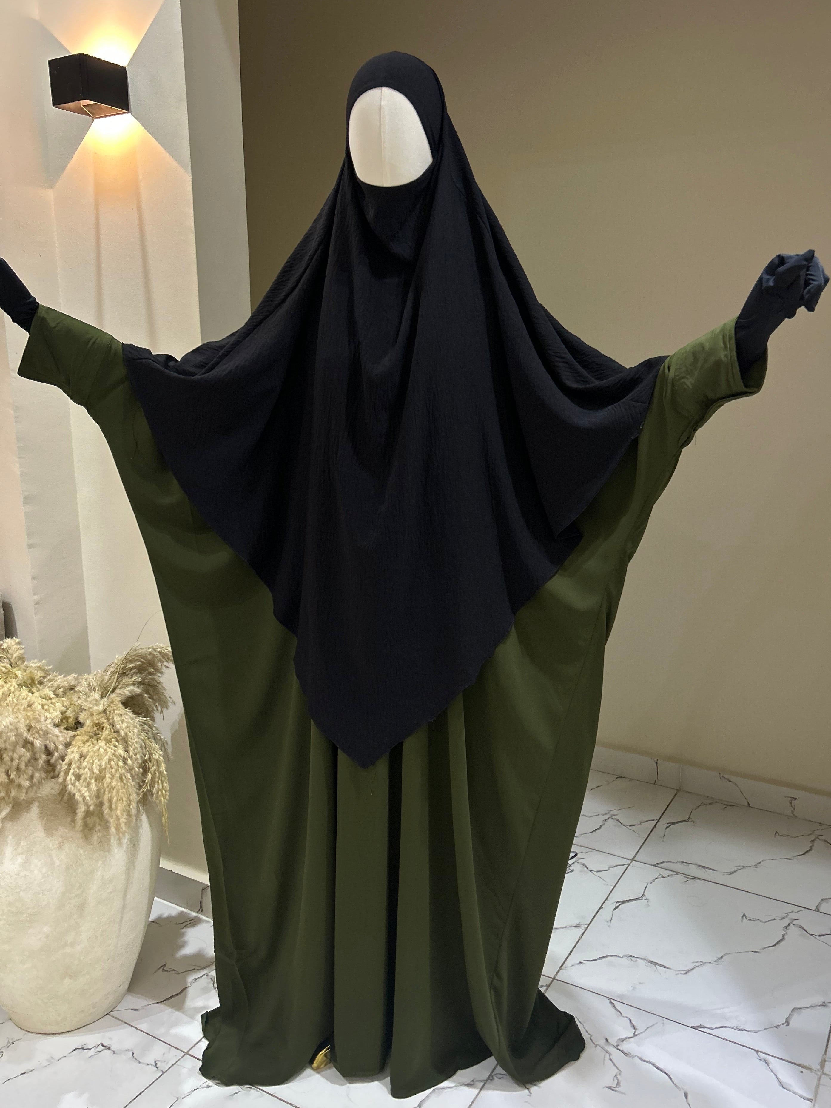 ABAYA Saoudienne Vert Foncé (Crêpe)