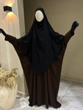 ABAYA Saoudienne Marron (Crêpe)