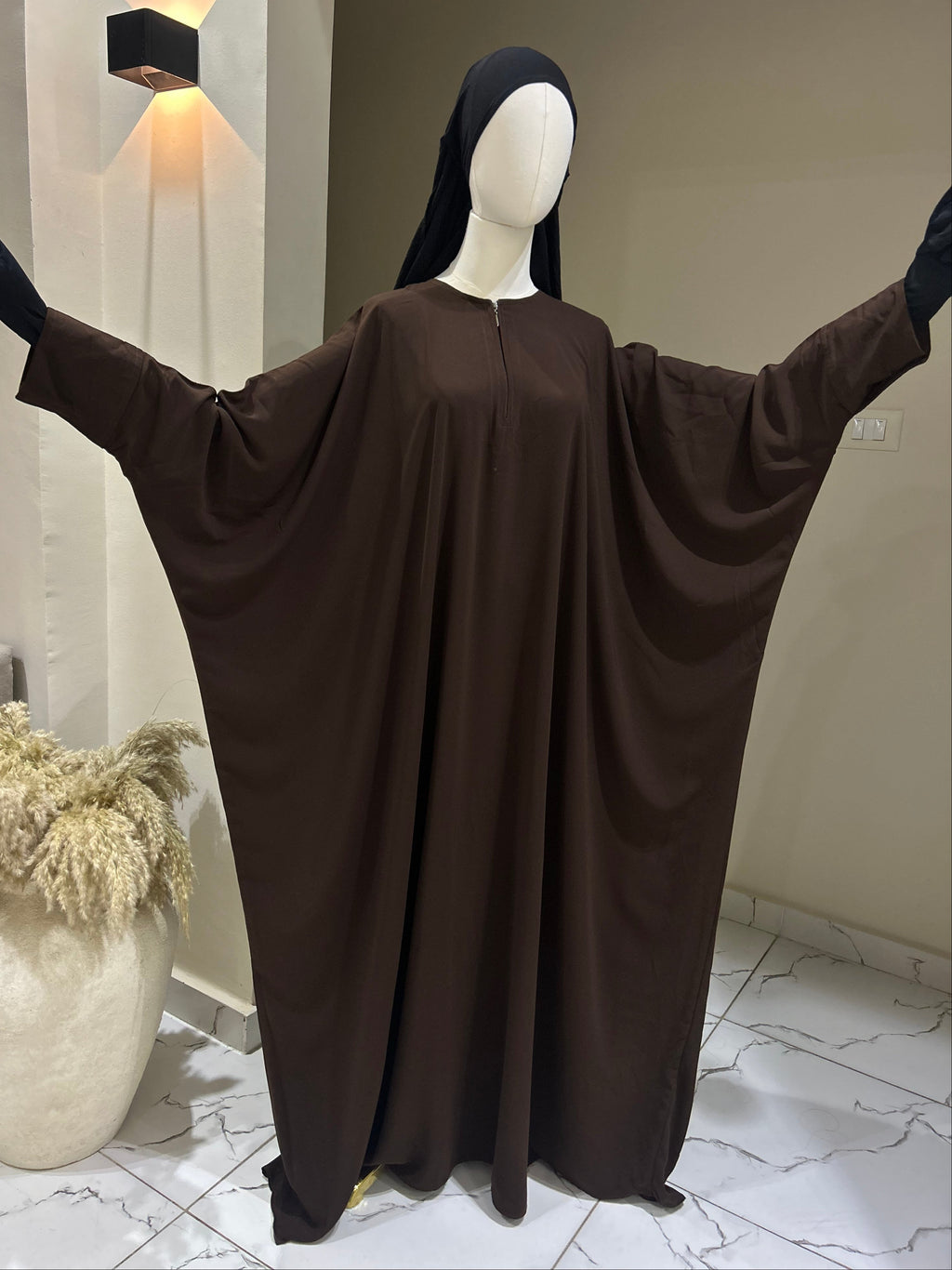 ABAYA Saoudienne Marron (Crêpe)