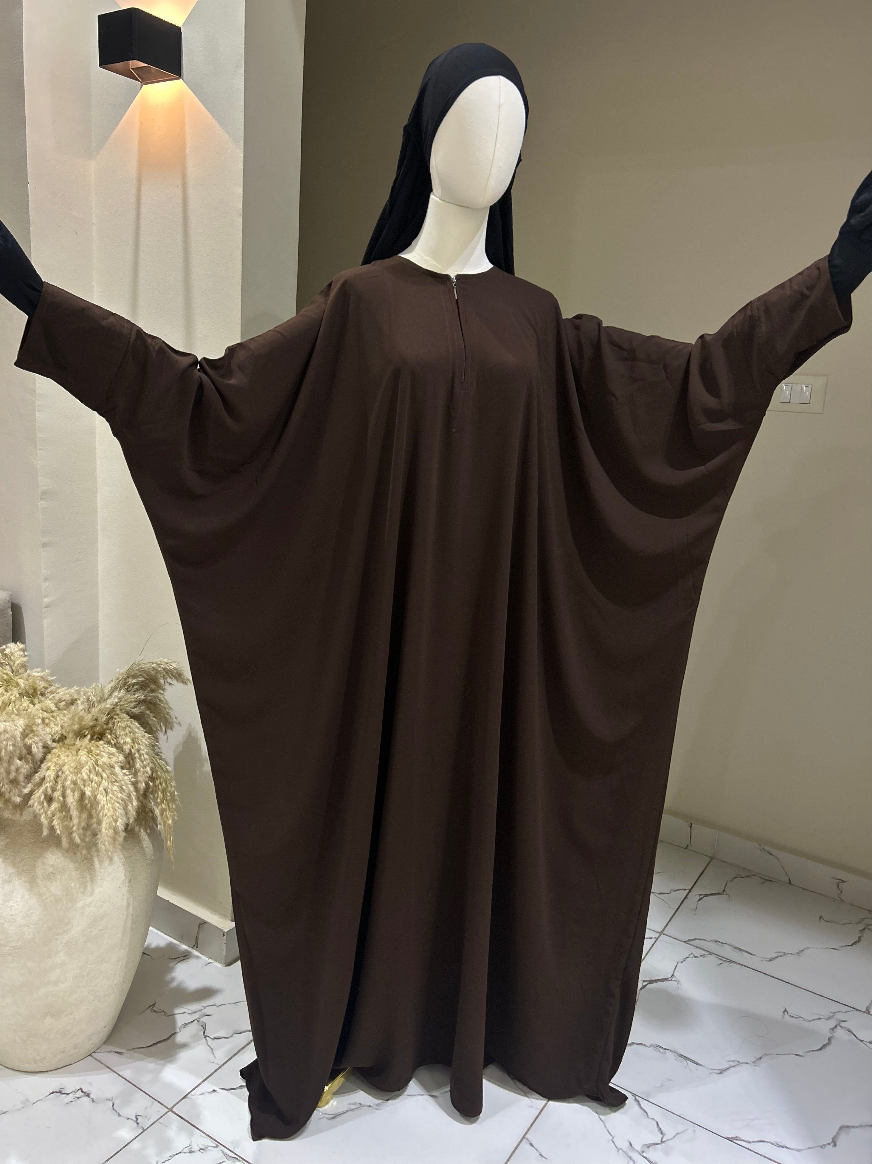 ABAYA Saoudienne Marron (Crêpe)