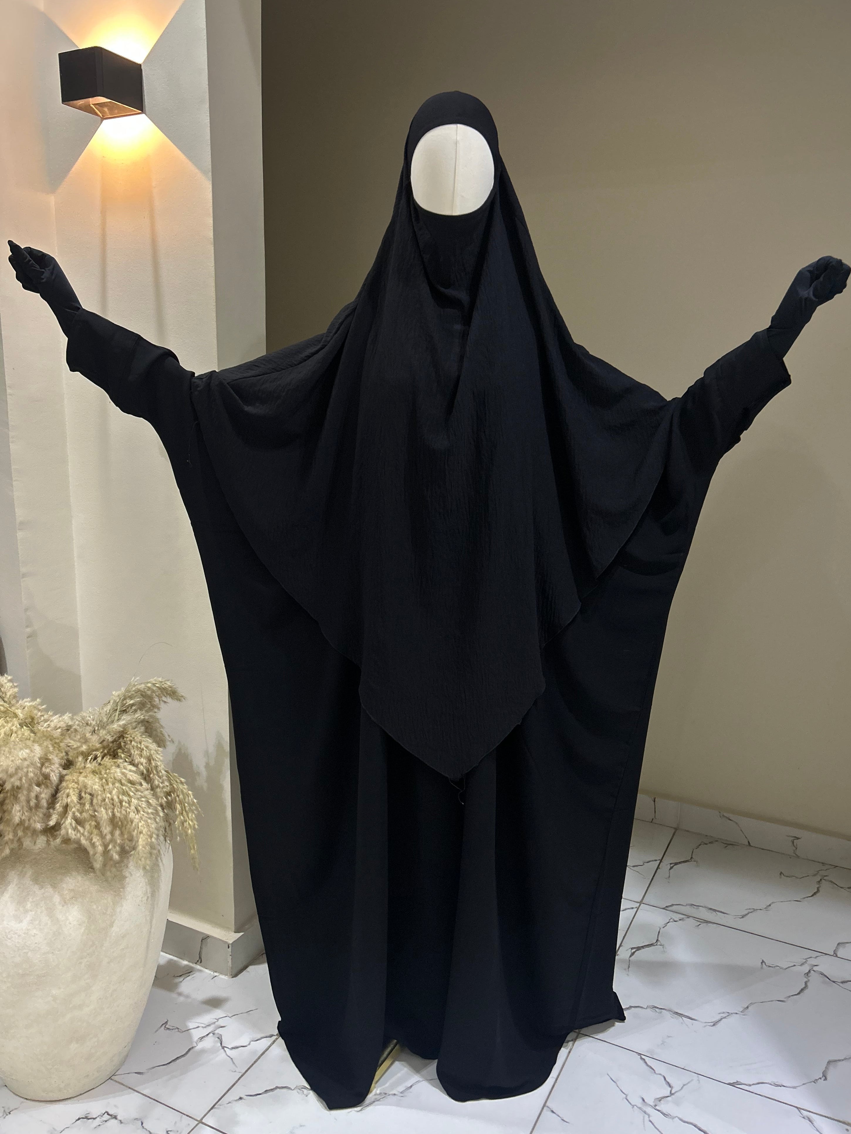 ABAYA Saoudienne Noir (Crêpe)